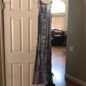 Navy blue and white striped dress